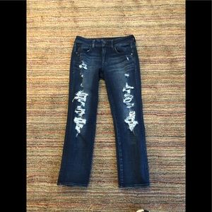 American Eagle stretch distressed crop jeans